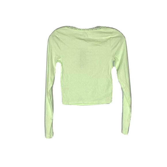 Wild Fable Women's Long Sleeve Crewneck Lace Trim T-Shirt S - Picture 5 of 5